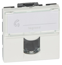 Mosaic - Розетка 2М RJ-45 Кат. 5e UTP с этикеткой (белый) | арт.076554