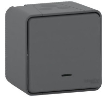 MUR35024 MUREVA S, ПЕРЕКЛЮЧАТЕЛЬ с подсветкой, открытой установки, АНТРАЦИТ, IP55 | арт.MUR35024