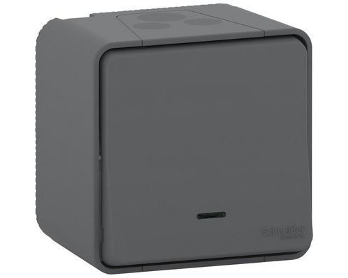 MUR35024 MUREVA S, ПЕРЕКЛЮЧАТЕЛЬ с подсветкой, открытой установки, АНТРАЦИТ, IP55 | арт.MUR35024