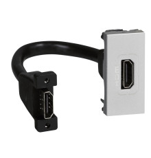 Mosaic - Розетка HDMI 1.4, тип А, со шнуром 15см., 1М, алюминий | арт.079378