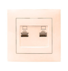 Валенсия розетка компьютерная RJ-45 2-местная кремовая EKF PROxima | арт.EWK02-035-20