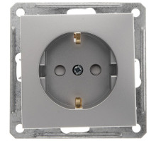 Розетка с заземлением со шторками Schneider Electric Wessen59 RS16-152-5-86 Матовый хром - RS16-152-