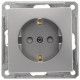 Розетка с заземлением со шторками Schneider Electric Wessen59 RS16-152-5-86 Матовый хром - RS16-152-