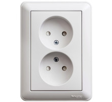 Розетка 2-местная, без заземления со шторками с рамкой Schneider Electric Wessen59 RS16-254-18 Белый | арт.RS16-254-18
