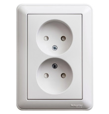 Розетка 2-местная, без заземления со шторками с рамкой Schneider Electric Wessen59 RS16-254-18 Белый | арт.RS16-254-18