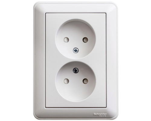 Розетка 2-местная, без заземления со шторками с рамкой Schneider Electric Wessen59 RS16-254-18 Белый | арт.RS16-254-18