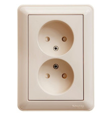 Розетка 2-местная, без заземления со шторками с рамкой Schneider Electric Wessen59 RS16-254-28 Слоновая  кость | арт.RS16-254-28