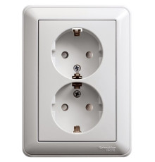Розетка 2-местная, с заземлением со шторками с рамкой Schneider Electric Wessen59 RS16-255-18 Белый