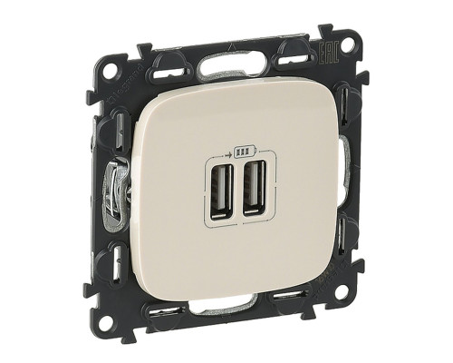 Valena Allure - Зарядное устройство с 2-мя USB-разъемами, 240В/5В, 1500мА, слоновая кость (инд.упак) | арт.754996