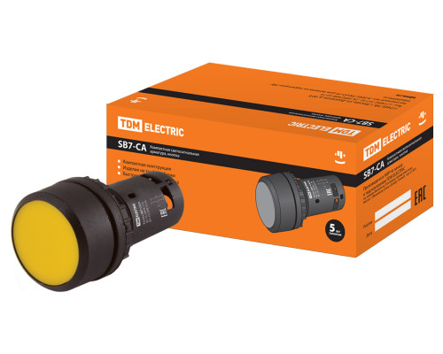 Кнопка SB7-CA55 d22мм 1з+1р желтая TDM | арт.SQ0746-0013
