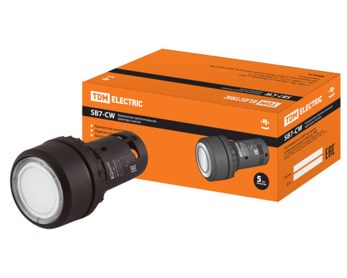 Кнопка SB7-CW3161-24V(LED) d22мм 1з белая TDM | арт.SQ0746-0024