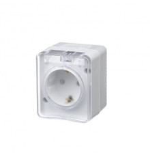 Розетка 1-м ОП AtlasDesign Profi54 16А IP54 250В с заземл. защ. шторки бел. SchE ATN540145