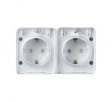 Розетка 2-м ОП AtlasDesign Profi54 16А IP54 250В с заземл. защ. шторки бел. SchE ATN540126