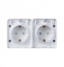Розетка 2-м ОП AtlasDesign Profi54 16А IP54 250В с заземл. защ. шторки бел. SchE ATN540126