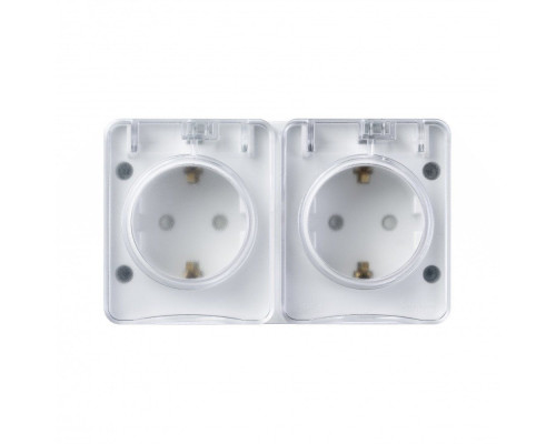Розетка 2-м ОП AtlasDesign Profi54 16А IP54 250В с заземл. защ. шторки бел. SchE ATN540126