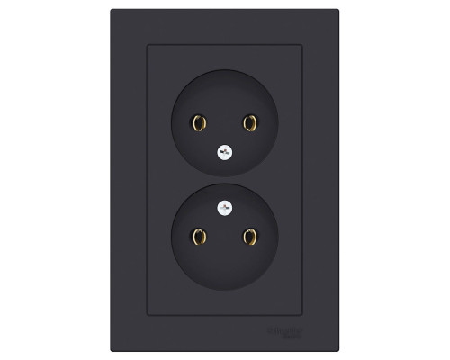 Розетка двойная без заземления с рамкой Schneider Electric AtlasDesign ATN001020 Карбон - ATN001020