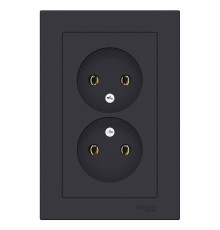 Розетка двойная без заземления с рамкой Schneider Electric AtlasDesign ATN001020 Карбон - ATN001020