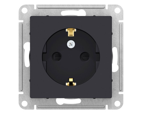 Розетка с заземлением со шторками Schneider Electric AtlasDesign ATN001045 Карбон - ATN001045