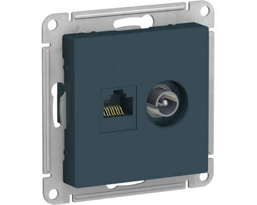 Розетка двойная комп+ТВ, RJ45+TV  Schneider Electric AtlasDesign ATN000889 Изумруд - ATN000889