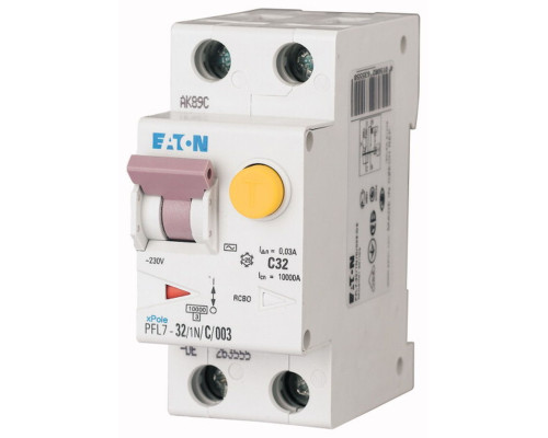 PFL7 Eaton 1P+N 32A тип AС 30мA 10kA, 2M Дифф. авт. выкл.
