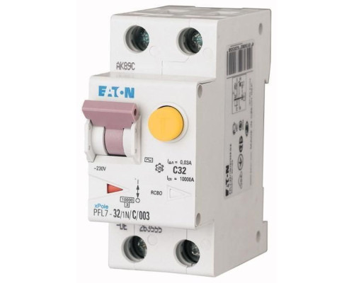 PFL7 Eaton 1P+N 32A тип AС 30мA 10kA, 2M Дифф. авт. выкл.