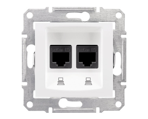 Розетка компьютерная двойная RJ45+RJ45 Sedna Белый - SDN4400121