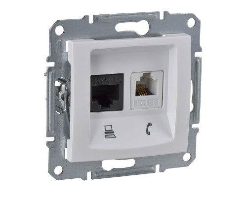 Розетка двойная RJ11 + RJ45 Sedna Белый - SDN5100121