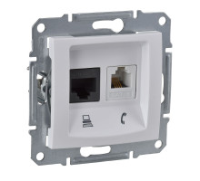 Розетка двойная RJ11 + RJ45 Sedna Белый - SDN5100121