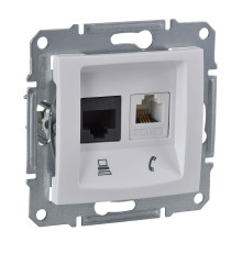 Розетка двойная RJ11 + RJ45 Sedna Белый - SDN5100121