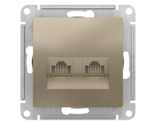 ATN000585 ATLASDESIGN РОЗЕТКА двойная компьютерная RJ45+RJ45, кат.5E, механизм, ШАМПАНЬ - ATN000585