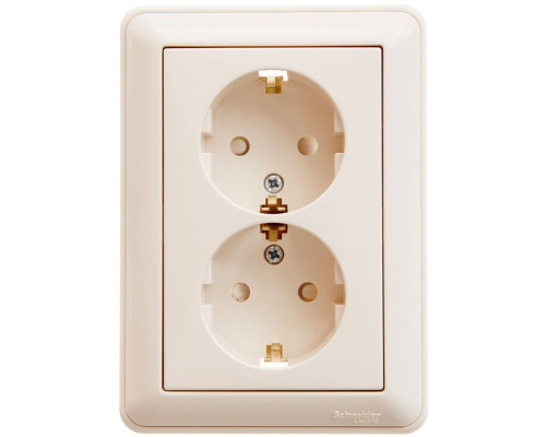 Розетка 2-местная, с заземлением со шторками с рамкой Schneider Electric Wessen59 RS16-255-28 Слонов