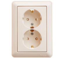 Розетка 2-местная, с заземлением со шторками с рамкой Schneider Electric Wessen59 RS16-255-28 Слонов