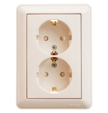 Розетка 2-местная, с заземлением со шторками с рамкой Schneider Electric Wessen59 RS16-255-28 Слонов
