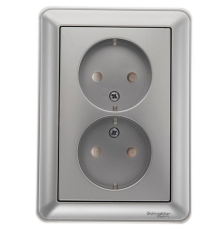Розетка 2-местная, с заземлением со шторками с рамкой Schneider Electric Wessen59 RS16-255-58 Матовы