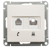 Розетка телефонная+компьютерная Schneider Electric Wessen59 RSI-251TK5E-2-86 Слоновая  кость - RSI-2