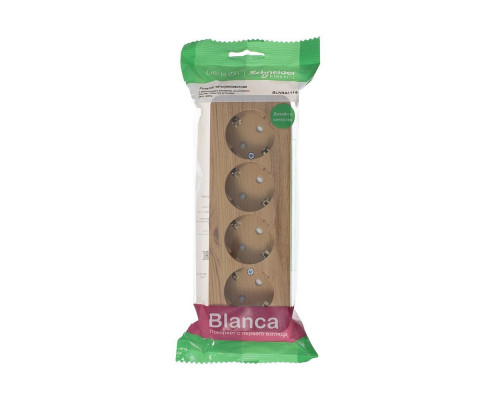 BLANCA О/У РОЗЕТКА 4-я с заземл. со шторк. ИЗОЛ.ПЛ.,16А, 250В, ЯСЕНЬ