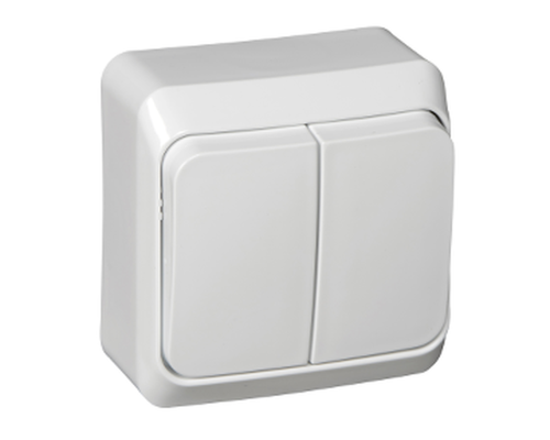 Выключатель 2-клавишный, открытая установка Schneider Electric Этюд BA10-002B Белый - BA10-002B