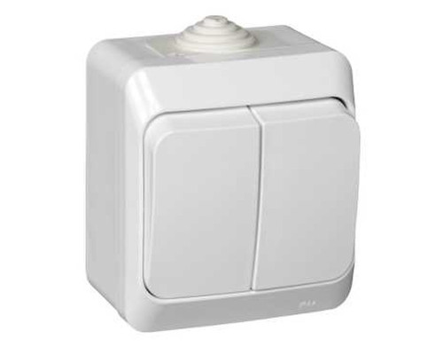 Выключатель 2-клавишный, открытая установка Schneider Electric Этюд BA10-042B Белый - BA10-042B