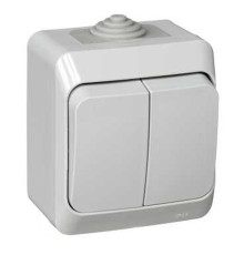 Выключатель, открытая установка 2-клавишный Schneider Electric Этюд BA10-042C Серый - BA10-042C
