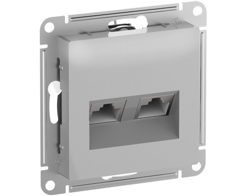 ATLASDESIGN РОЗЕТКА двойная компьютерная RJ45+RJ45, кат.6А, механизм, АЛЮМИНИЙ