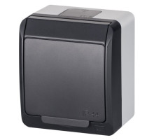 HERMES - Розетка 2P+E, 16A/250V, с крышкой, IP44, антрацит