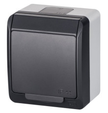 HERMES - Розетка 2P+E, 16A/250V, с крышкой, IP44, антрацит