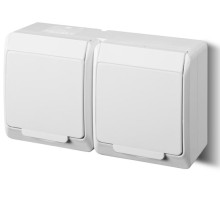 HERMES - Розетка 2x2P+E, 16A/250V, с крышкой, IP44, белый