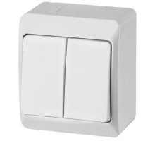 HERMES - Выключатель двухклавишный, 10A/250V, IP44, белый