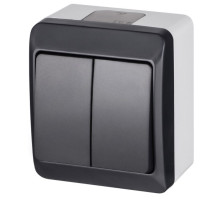 HERMES - Выключатель двухклавишный, 10A/250V, IP44, антрацит