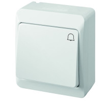 HERMES - Выключатель кнопочный с пиктограммой "звонок", 10A/250V, IP44, белый