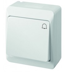HERMES - Выключатель кнопочный с пиктограммой "звонок", 10A/250V, IP44, белый