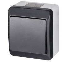 HERMES - Выключатель кнопочный с пиктограммой "звонок", 10A/250V, IP44, антрацит