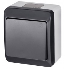 HERMES - Выключатель кнопочный с пиктограммой "звонок", 10A/250V, IP44, антрацит
