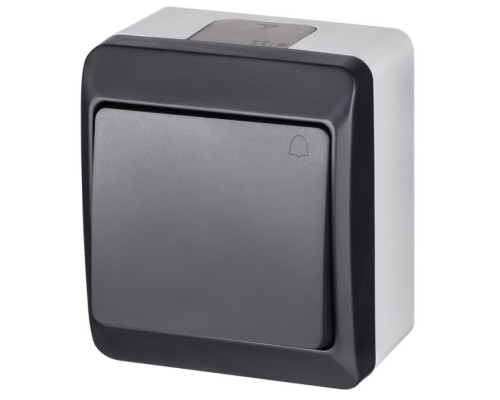 HERMES - Выключатель кнопочный с пиктограммой "звонок", 10A/250V, IP44, антрацит